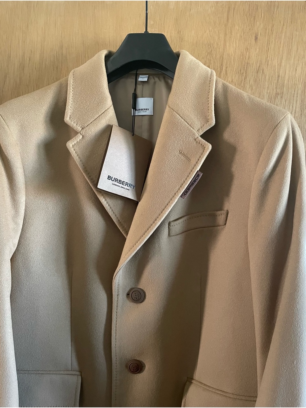 Burberry Men's Camel Single-Breasted Wool Overcoat - Picture 7 of 7
